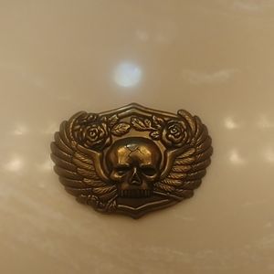 Skull with Wings Cast Metal Belt Buckle